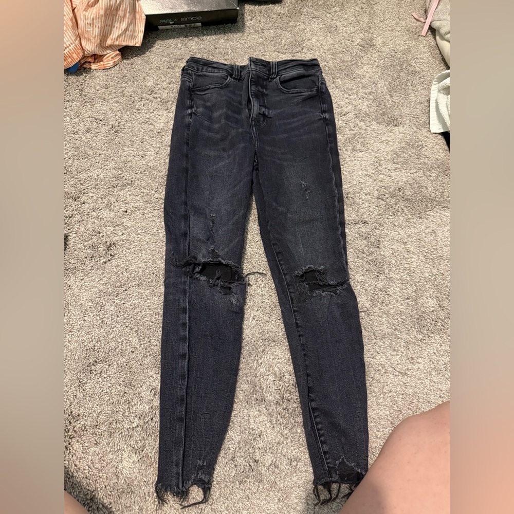 Women's Distressed Black Jeans